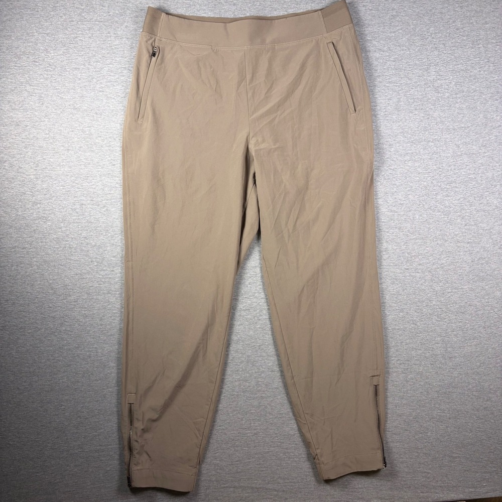 Athleta Trekkie North Pants Women 12 Brown Ankle Zip Joggers